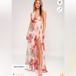 Lulu’s Garden Meandering Blush Floral Print Maxi Dress